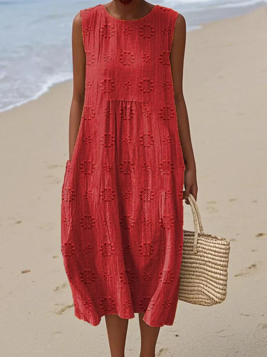 Eleanor™ | Cotton Summer Dress with Embroidered Pocket