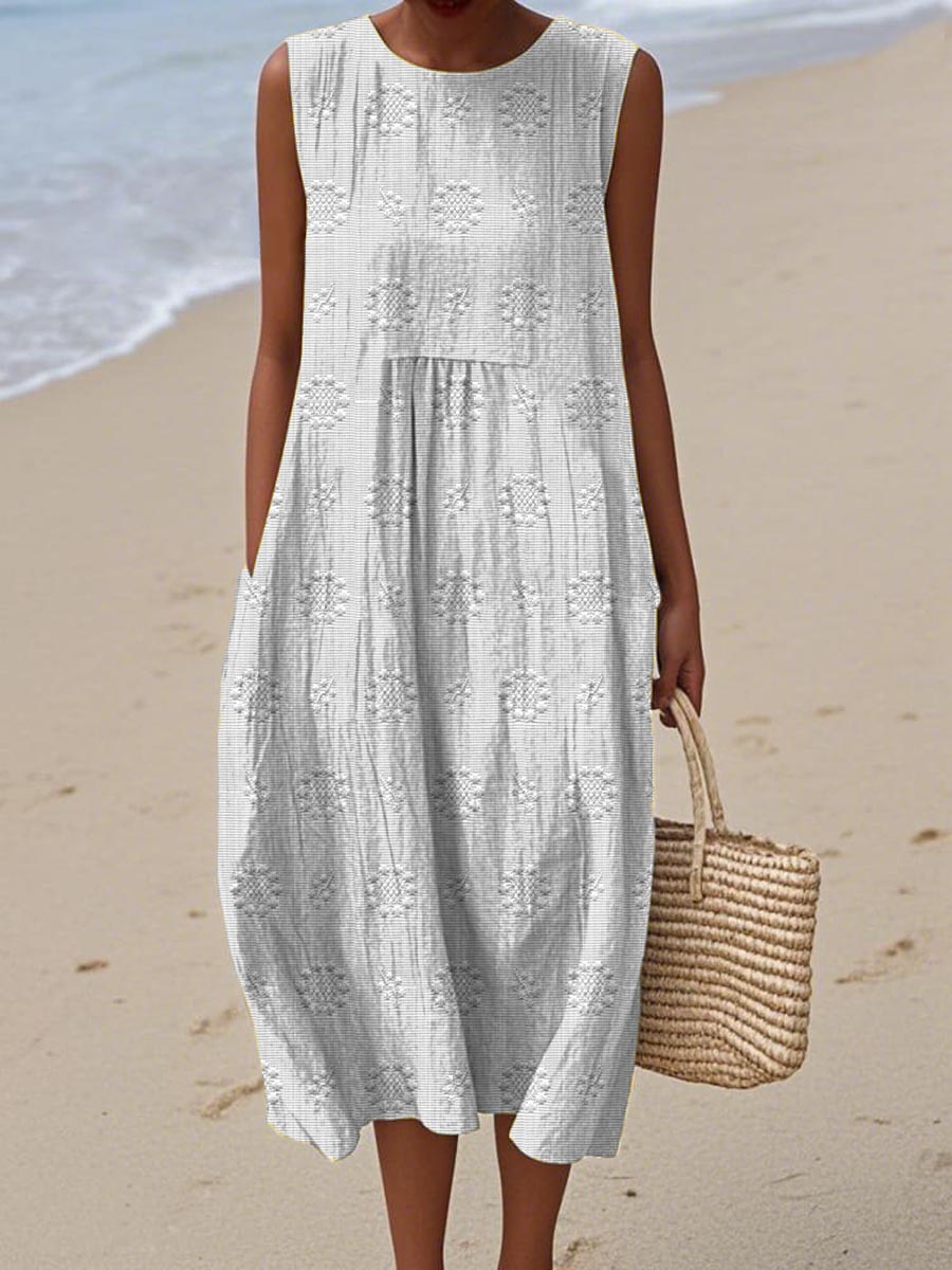 Eleanor™ | Cotton Summer Dress with Embroidered Pocket