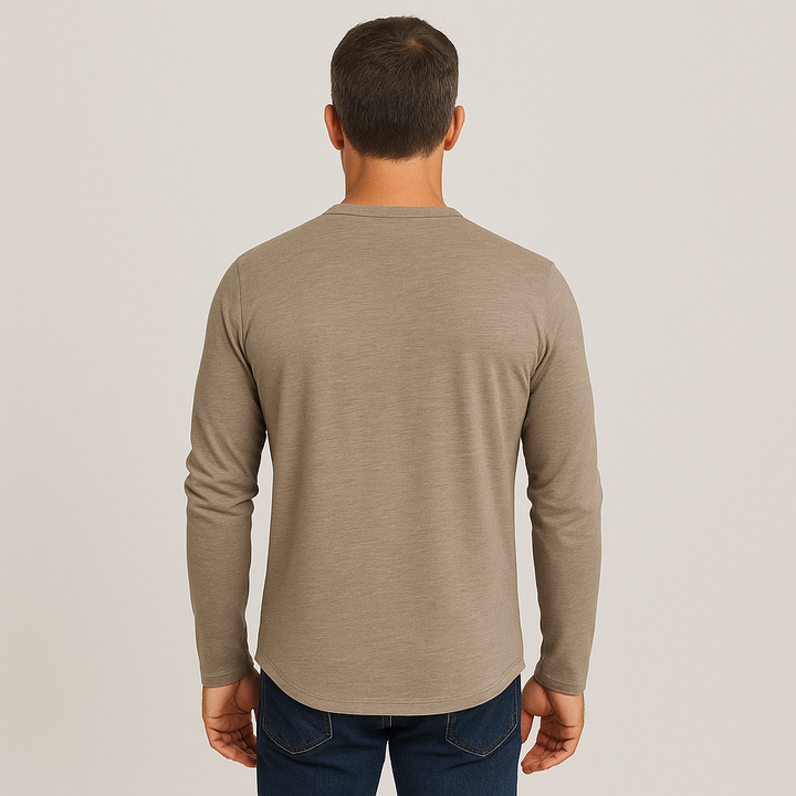 Henley | Collar Long Sleeve T-Shirt