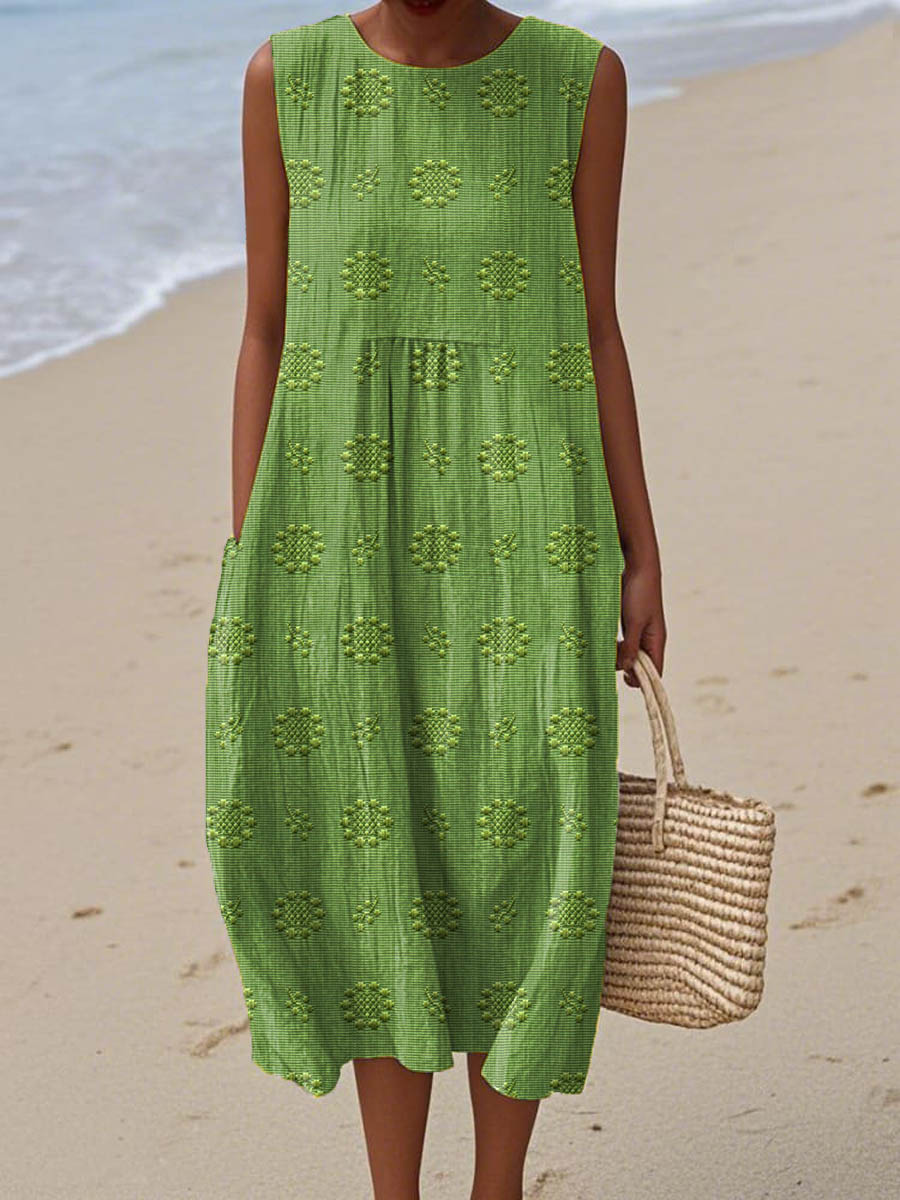Eleanor™ | Cotton Summer Dress with Embroidered Pocket