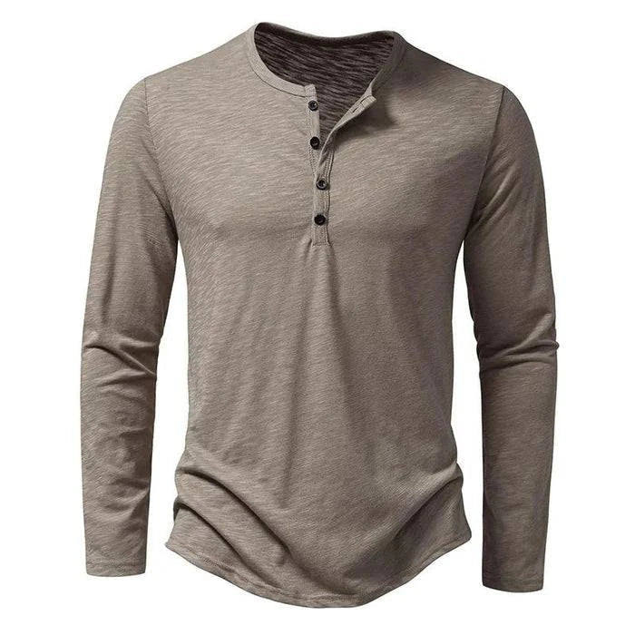 Henley | Collar Long Sleeve T-Shirt