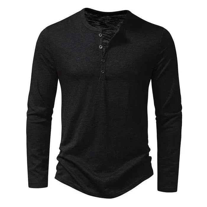 Henley | Collar Long Sleeve T-Shirt