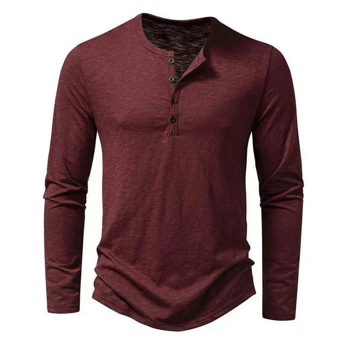 Henley | Collar Long Sleeve T-Shirt