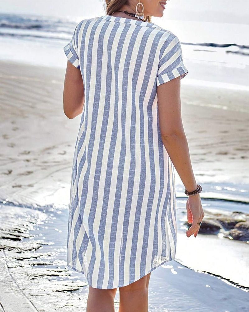 Andrea | Elegant Striped Shirt Dress