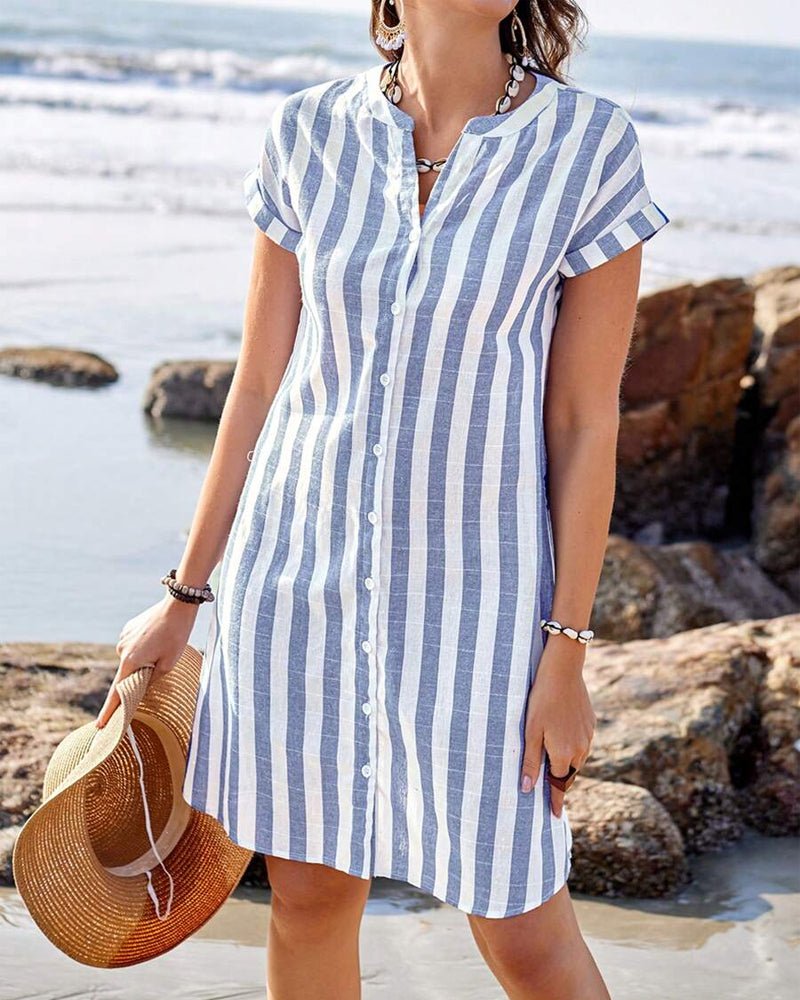 Andrea | Elegant Striped Shirt Dress